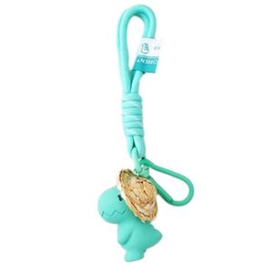 Очаровательный соломенный шляпа брелок для рюкзака плюшевая кукла подвеска 6 см высота 77 SEVEN DREAM, Dinosaur Pendant With Straw Hat [Blue]