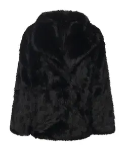 Куртка оверсайз из искусственного меха и овчины V73, черный