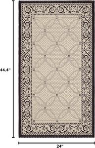 Ковер SAFAVIEH, 61 x 110 см, Washable Outdoor Courtyard Collection - Sand & Black, не линяет и легко чистится, идеально для патио, входной двери, прихожей, придверный ковер (CY1502-3901)