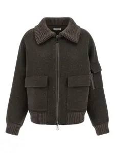 Бомбер из шерсти на молнии Leak P.A.R.O.S.H., коричневый