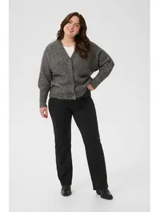 KAFFE curve Кардиган KCluma стандартного кроя, темно-серый меланж