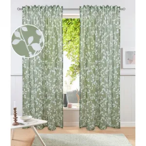 Моя домашняя штора Issoire с многофункциональной лентой, 1 шт., для гостиной, спальни, столовой, с узором и полупрозрачная My Home, Olive