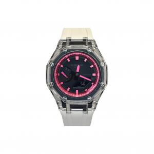 Часы Casio G-Shock Analog-Digital 2100 Series, арт. GA-2100-1A1, темно-белый/прозрачный/черно-розовый