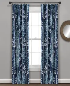 Линейные панели для затемнения оконных штор с карманами из стержней и утеплителем из дерева Lush Décor, navy