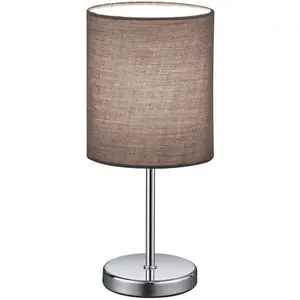 TRIO Leuchten Настольная лампа «Jerry», 1 лампочка, лампочка E14 | Лампы можно менять, комплект из 2 настольных ламп 28см, Ø 13см, тканевый абажур серого цвета, шнуровой выключатель, цвет chromfarben