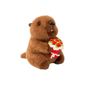 PUDOWRABBIT Очаровательная утонченная панда с букетом, плюшевая кукла белка, высота 20см