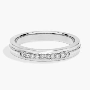 Мужское обручальное кольцо «Принцесса» с круглым бриллиантом из платины (1/5 карата) Blue Nile