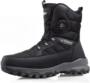 Мужские зимние сапоги для снега - теплые, утолщенные, с меховой подкладкой, водонепроницаемые, высокие, с противоскользящей поворотной застежкой, износостойкие, короткие походные сапоги Qacksv, черный