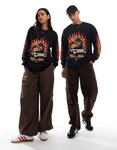 Футболка с длинными рукавами и принтом Viper auto спереди и на рукавах черного цвета PRNT