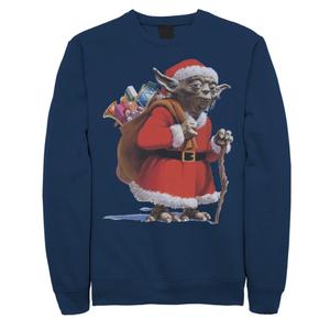 Мужская флисовая футболка Star Wars Yoda Santa Vintage, Синяя Licensed Character, синий