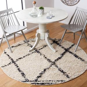 Ковер SAFAVIEH, 183 x 183 см, Manhattan Collection Ivory/Black MAN352A ручной работы из шерсти для прихожей, гостиной, спальни или кухни