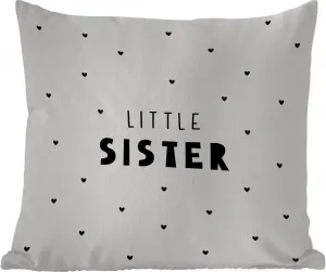 Подушка для улицы Девочка Младшая сестра Пословицы Цитаты 50 x 50 см - водонепроницаемая - подушка для отдыха - удобная - подушка с рисунком MuchoWow