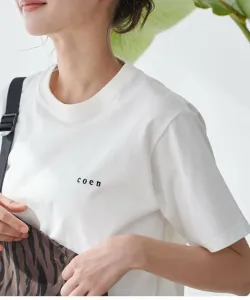 Футболка из хлопка с вышитым логотипом COEN производства США, цвет Off White