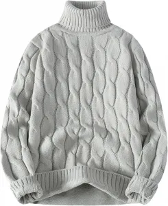 Мужской свитер с воротником-гольф свободного кроя, теплый зимний