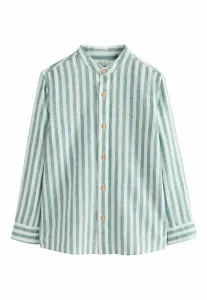 Стандартная рубашка с длинными рукавами и воротником "дедушкин" Next, Green Ecru Stripe