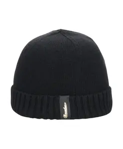 Мягкая шапка-бини из эко-кашемира в рубчик. Borsalino, черный