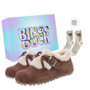 Термоусадочные противоскользящие ботинки до щиколотки Snow Boots Women's BINGO DUCK, Coffee+Socks *1