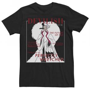 Мужская футболка Disney's Villains Halloween Cruella с обложки журнала Magazine Licensed Character, черный