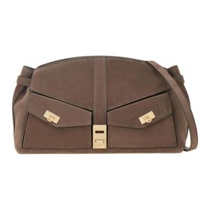 Ferragamo Кожаная сумка через плечо Хаг Кау большая женская светло-серая