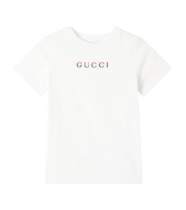Футболка из хлопкового джерси с логотипом Gucci Kids, New White/Mix