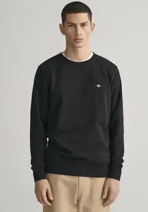 Толстовка Gant "REG SHIELD C-NECK SWEAT" с вышитым логотипом на груди, черный