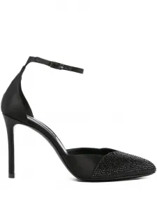 Туфли с ремешком на щиколотке и кристаллами GIORGIO ARMANI, черный