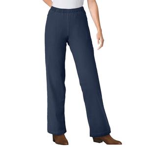 Женщина в женских джинсах Fineline размера плюс миниатюрных с широкими штанинами Woman Within, темно-синий