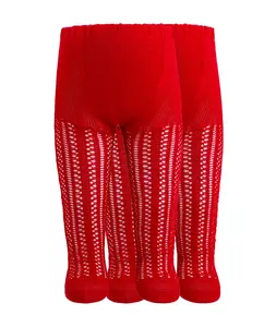 В упаковке 2 детские хлопковые колготки с ажуром Punto Blanco, красный