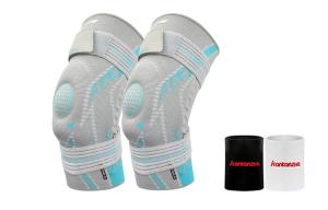 Наколенники LINING, сине-серые + KTZ Белый напульсник