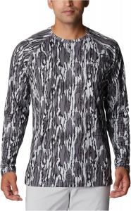 Columbia мужская футболка PFG Terminal Tackle с длинным рукавом, Cool Grey Mossy Oak Bottomland