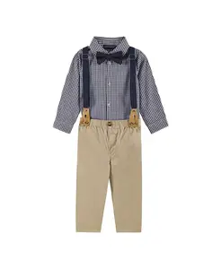 Комплект подтяжек на пуговицах для мальчиков в клетку Andy & Evan, синий