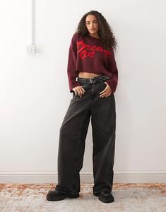 Свободный трикотажный свитер Noisy May с круглым вырезом, бордовый с красным