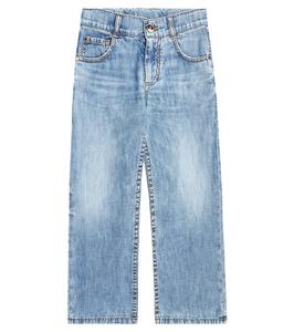 Прямые джинсы Brunello Cucinelli Kids, Blue Vintage Denim