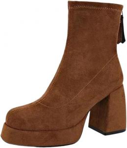 Женские зимние кожаные ботильоны на высоком каблуке, мягкие, противоскользящие, в британском стиле Generic, 19