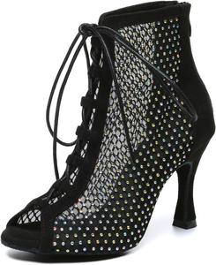 Женские танцевальные туфли Minishion с кристаллами для бальных танцев, модные вечерние ботильоны для выпускного