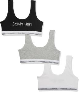 Комплект из 3 бюстгальтеров-бралеттов Calvin Klein для девочек Modern Cotton Bralette, White/Black/Hg