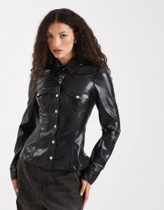 Рубашка WeWoreWhat из искусственной кожи в стиле вестерн черного цвета