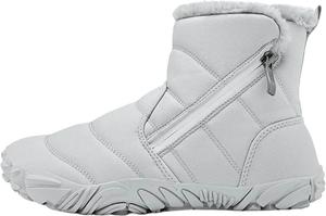 Детские зимние снегоступы для малышей, уютные сапожки с пушистой подкладкой до щиколотки с боковой молнией, подошва с противоскользящим эффектом, теплая уличная обувь Generic, Grey