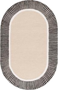 Ковер SAFAVIEH, 183 x 275 см, Fifth Avenue Collection, овальный, beige & black, ручной работы из шерсти и вискозы, с полосатым бордюрным дизайном, идеально для гостиной, столовой, спальни (FTV107B)
