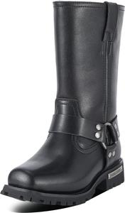 RiderVibe Мотоциклетные ботинки для женщин черные выше голени Мотоциклетные водонепроницаемые сапоги из искусственной кожи