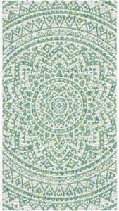 Ковер SAFAVIEH, 61 x 110 см, Washable Outdoor Courtyard Collection - , Ivory & Green, без линьки и легкий в уходе, идеально для патио, входной двери, прихожей, придверный ковер (CY8734-55712)