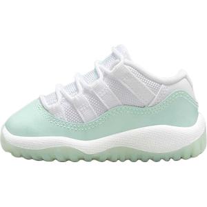 Air 11 Retro нескользящие износостойкие низкие детские ботинки white green для малышей Jordan, белый зеленый