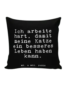 Подушка Mr & Mrs Panda 40x40 Ich arbeite hart damit, черный