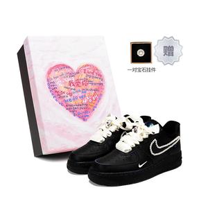 Кроссовки Nike Air Force 1 Skateboard Shoes Women's Low-Top Black White Blue