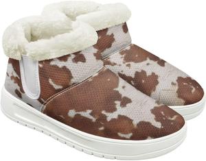 Женские зимние ботинки для снега, удобные для ходьбы, походов, тенниса, с мехом, средней высоты, теплые Hechitok, Cow Brown