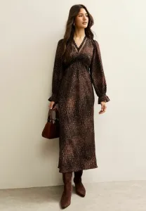 Платье-Миди с анималистическим принтом на воротнике New Look, Brown Pattern