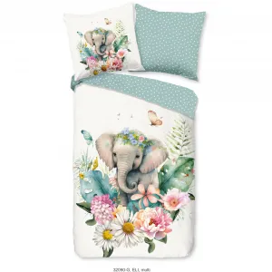 Доброе утро детское постельное белье «Eli», хлопок, 135х200, молния, двусторонний вид, ребенок, девочка, слоник Good Morning, зеленый
