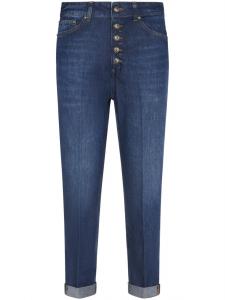 Джинсовые брюки с высокой талией и подвернутыми манжетами Dondup, синий