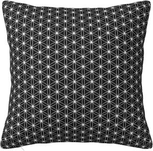 Paruiny Декоративная наволочка с цветком жизни и сакральной геометрией, двусторонняя, пушистая, с потайной молнией White