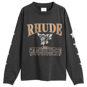 Кембриджские чемпионы с длинным рукавом футболка Rhude, винтажный черный